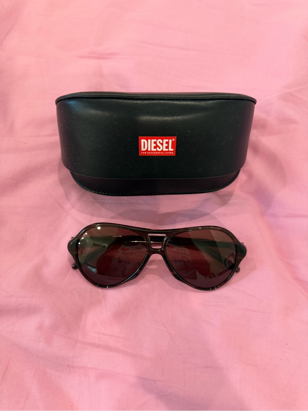 Diesel Men’s Black Aviator Sunglasses with Black Case